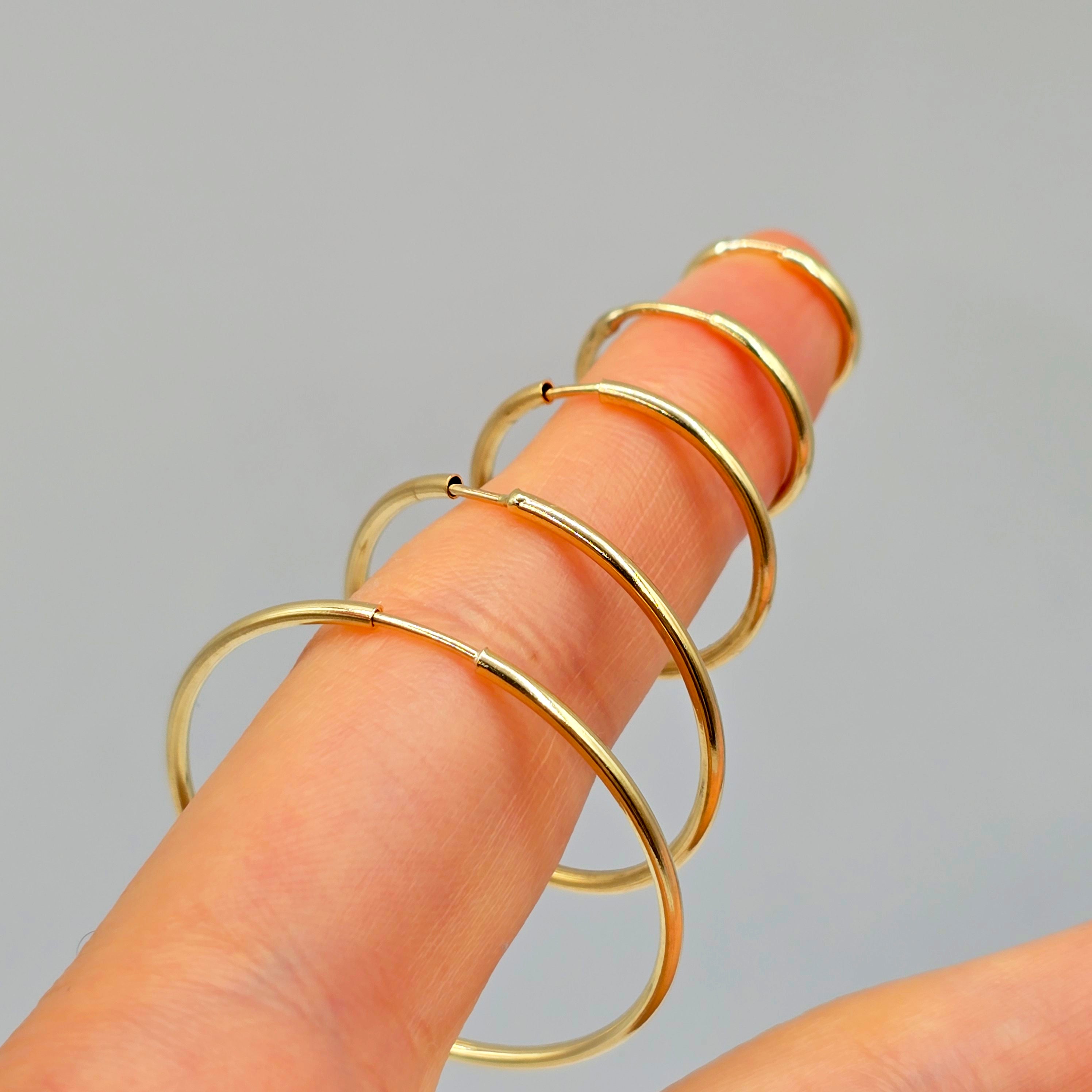 10K Yellow Gold Hoop Earrings 1.5mm, Thin Gold Hoops, Minimalist Gold Earrings, Small to Large Hoop Earrings, Everyday Jewelry Gift