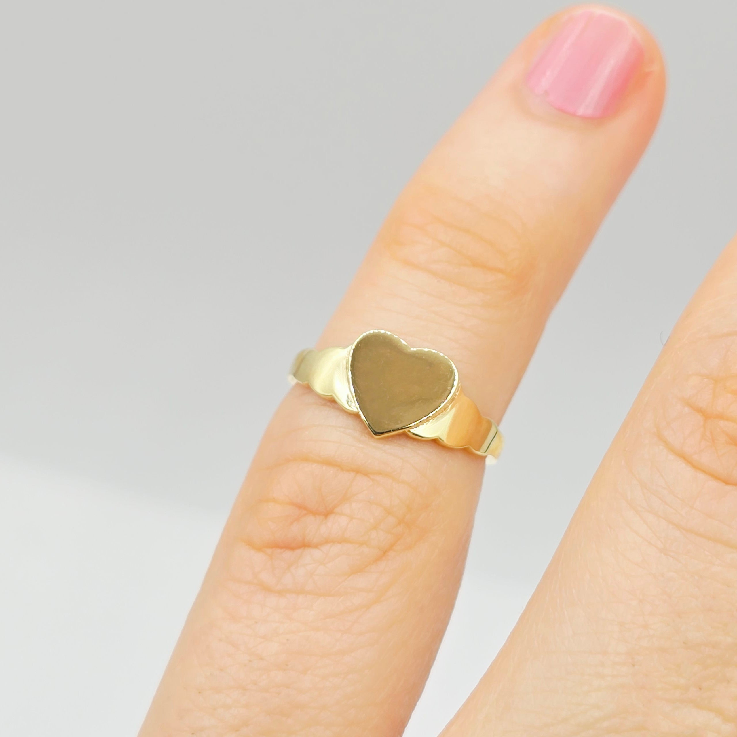 10K Gold Baby Signet Ring, Engravable Baby Ring, Solid Yellow Gold Child Ring, Personalized Name Ring, Baby Ring, Gift for Baby Girl Boy