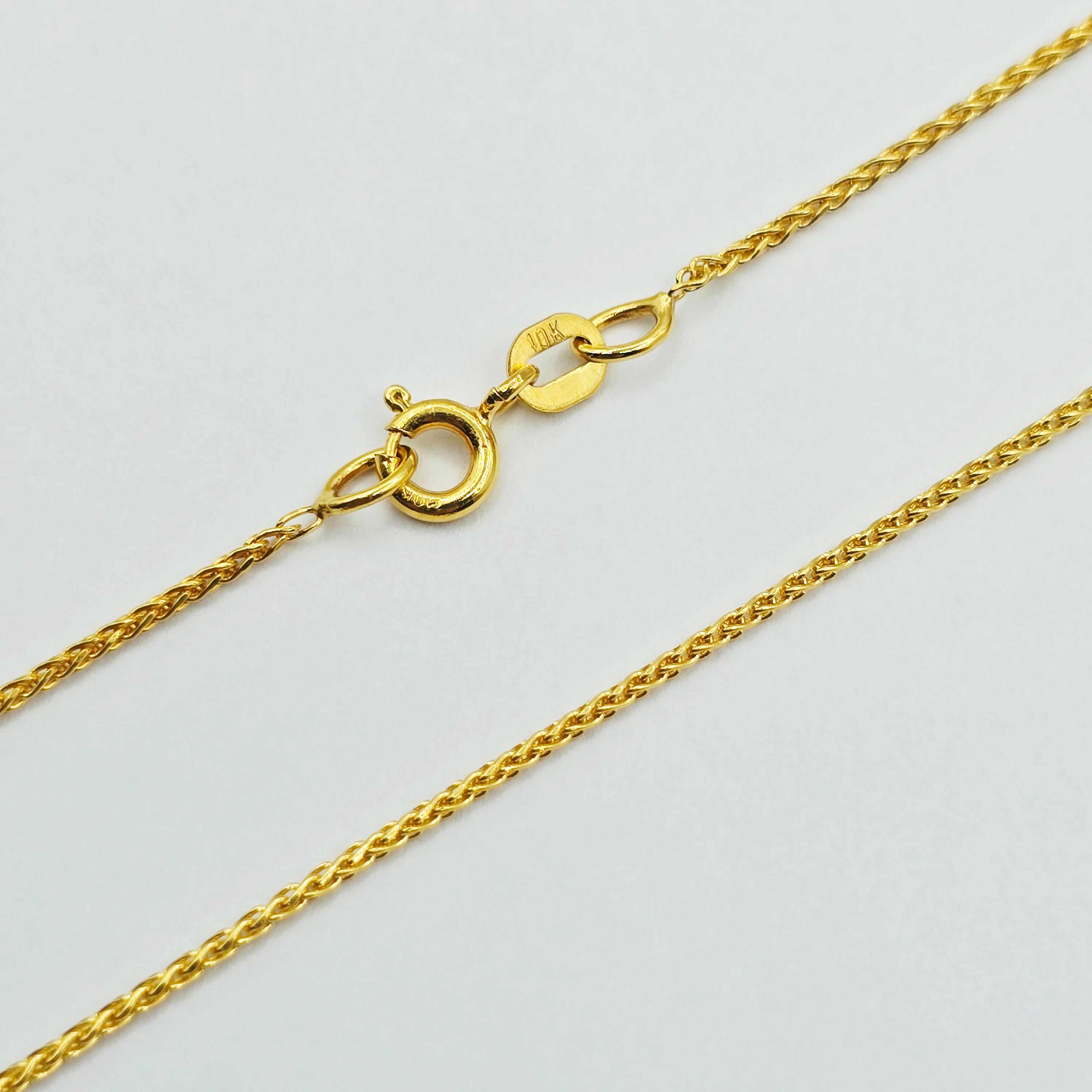 10K Solid Yellow Gold Wheat Chain Necklace, 18 Inch 1mm Dainty Gold Chain, Fine Gold Necklace, Pendant Chain, Everyday Jewelry