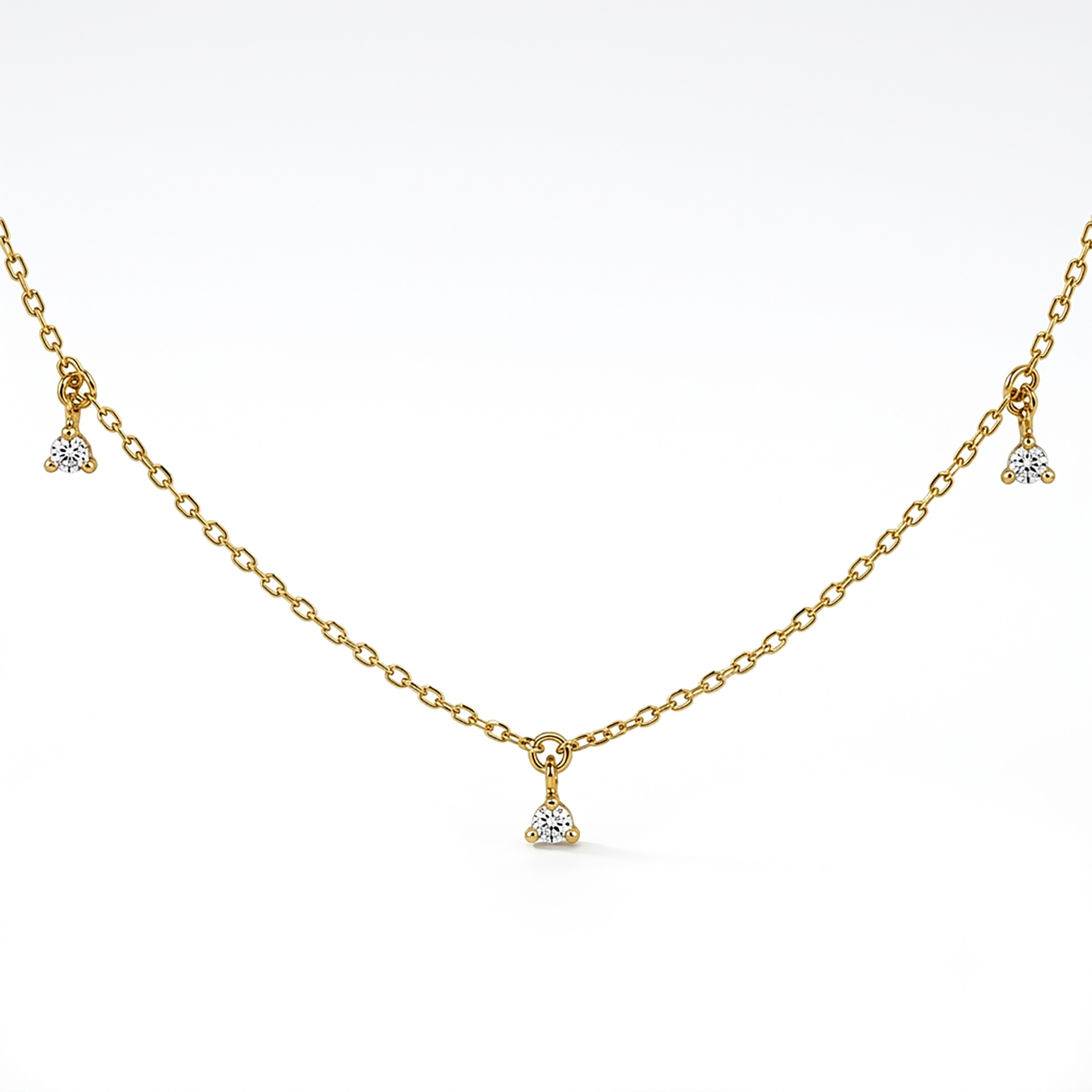 10K Yellow Gold Cubic Zirconia Multi-Drop Necklace for Women