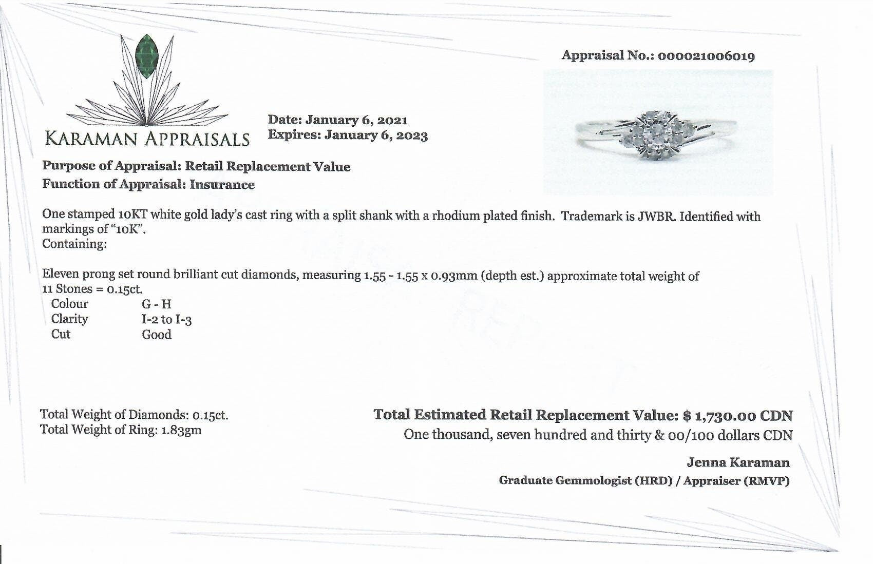 10K White Gold Natural Diamond Ring, 0.15ct Genuine Diamond Ring
