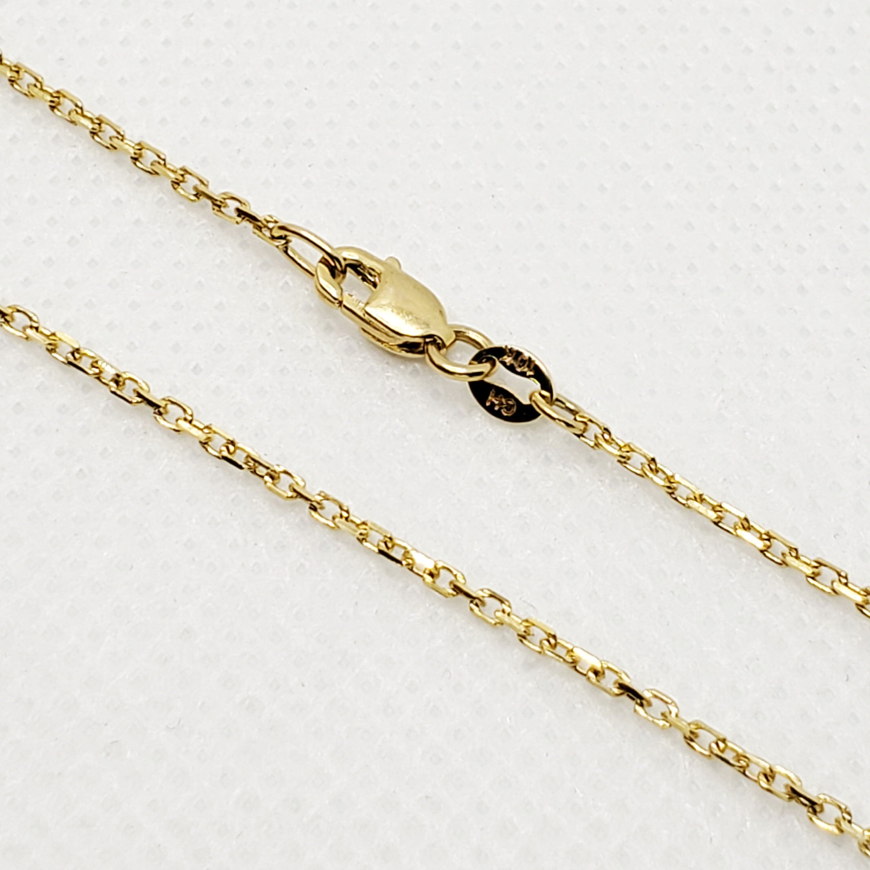 10K Yellow Gold Cable Link Chain Necklace, 1.4mm Dainty Unisex Chain, 18 Inches