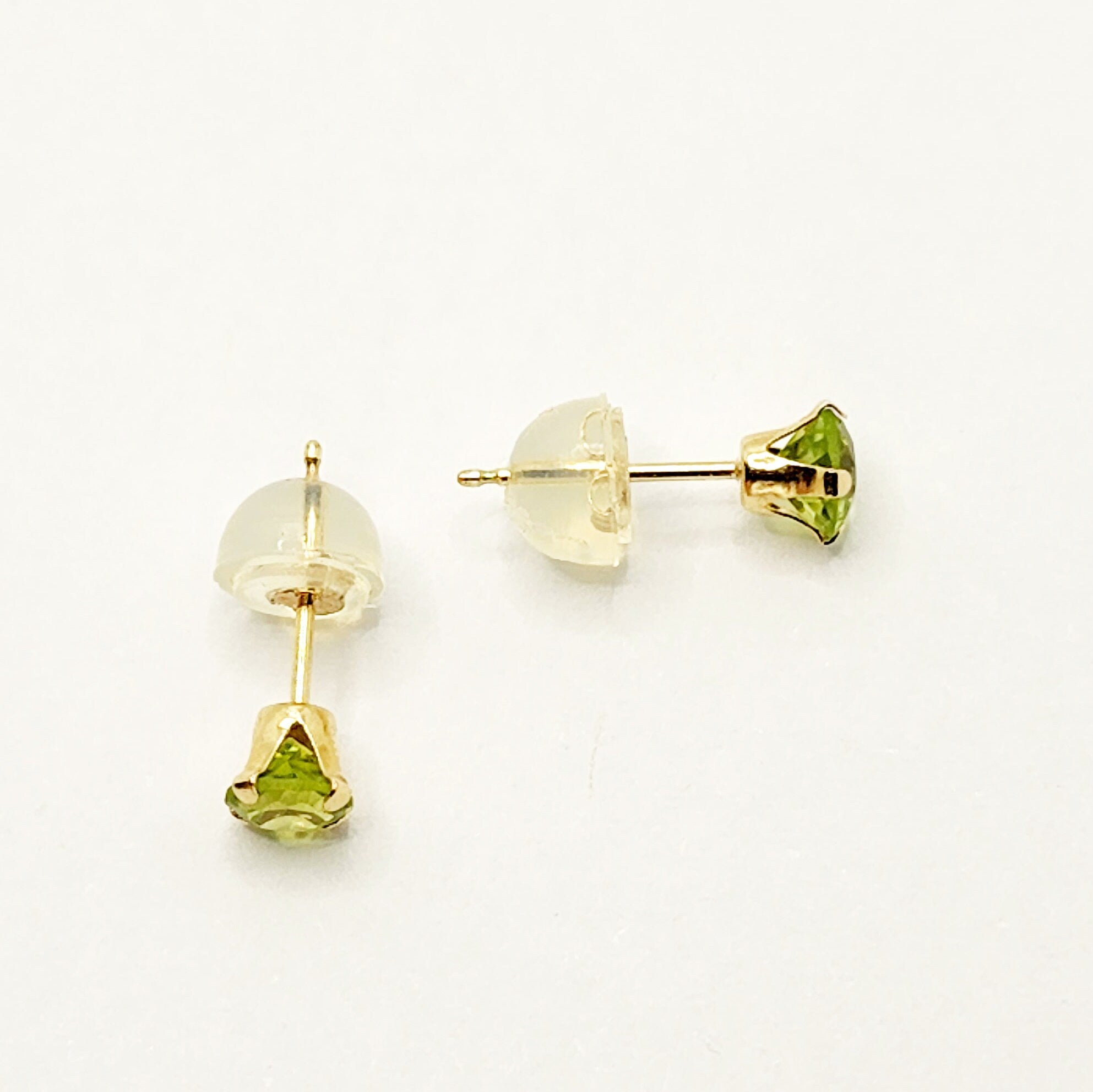 14K Yellow Gold Peridot Stud Earrings, Genuine Peridot Earrings, August Birthstone Earrings, Minimalist Gold Earrings, Gift for Her