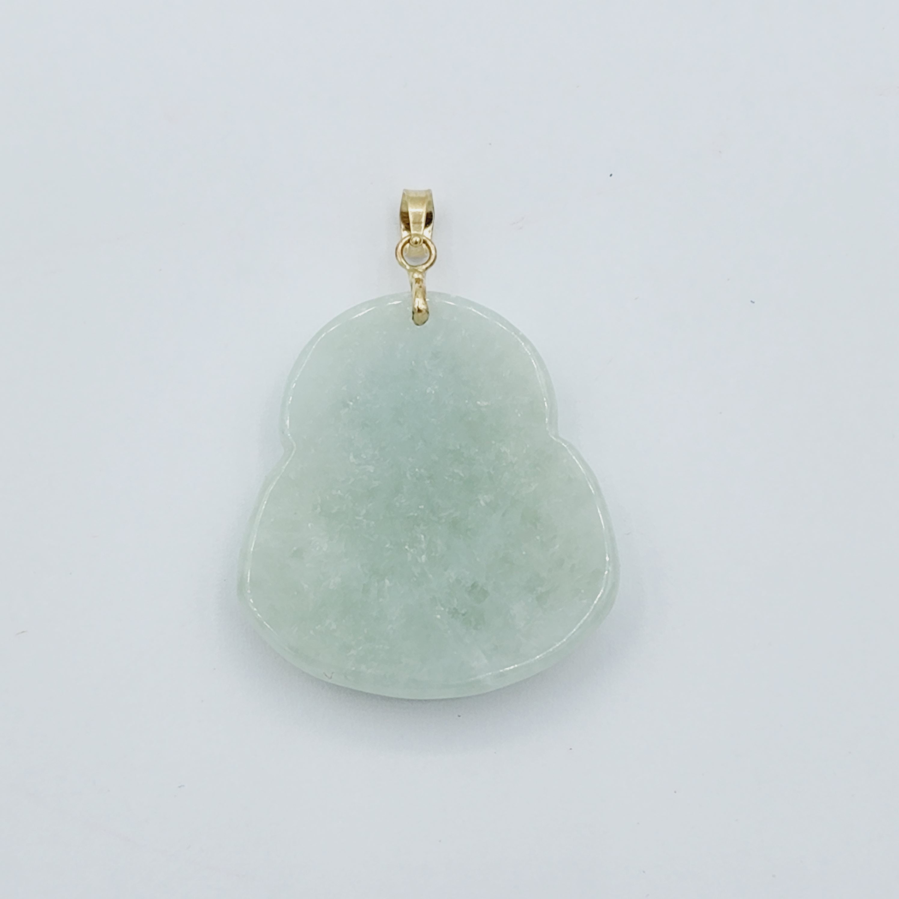 14K Gold Green Jade Buddha Pendant Necklace, Handcrafted