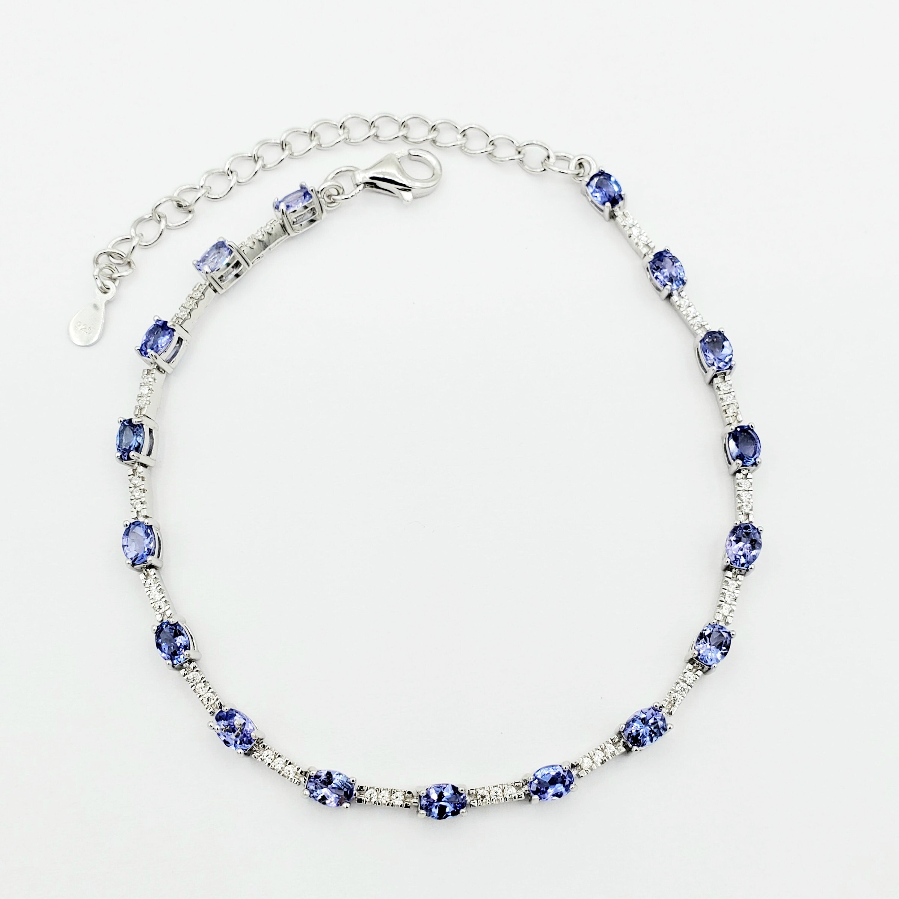 Sterling Silver Genuine Gemstone Bracelet , Ruby, Tanzanite, Aquamarine, Sapphire Rainbow Gemstone Tennis Bracelet, Gift for Her