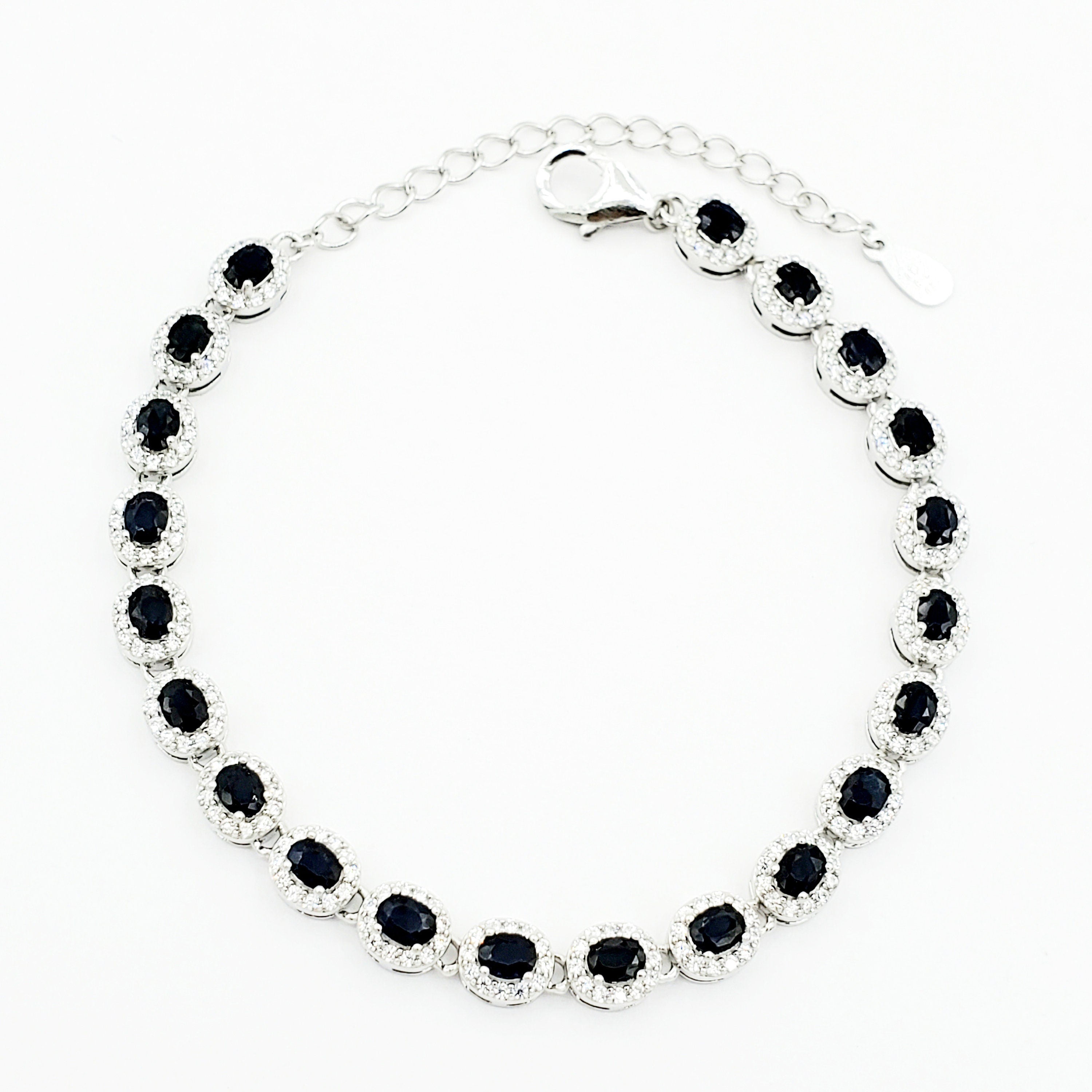 Sterling Silver Genuine Gemstone Bracelet, Oval Gemstone Tennis Bracelet, Bracelet for Women, Gift for Her