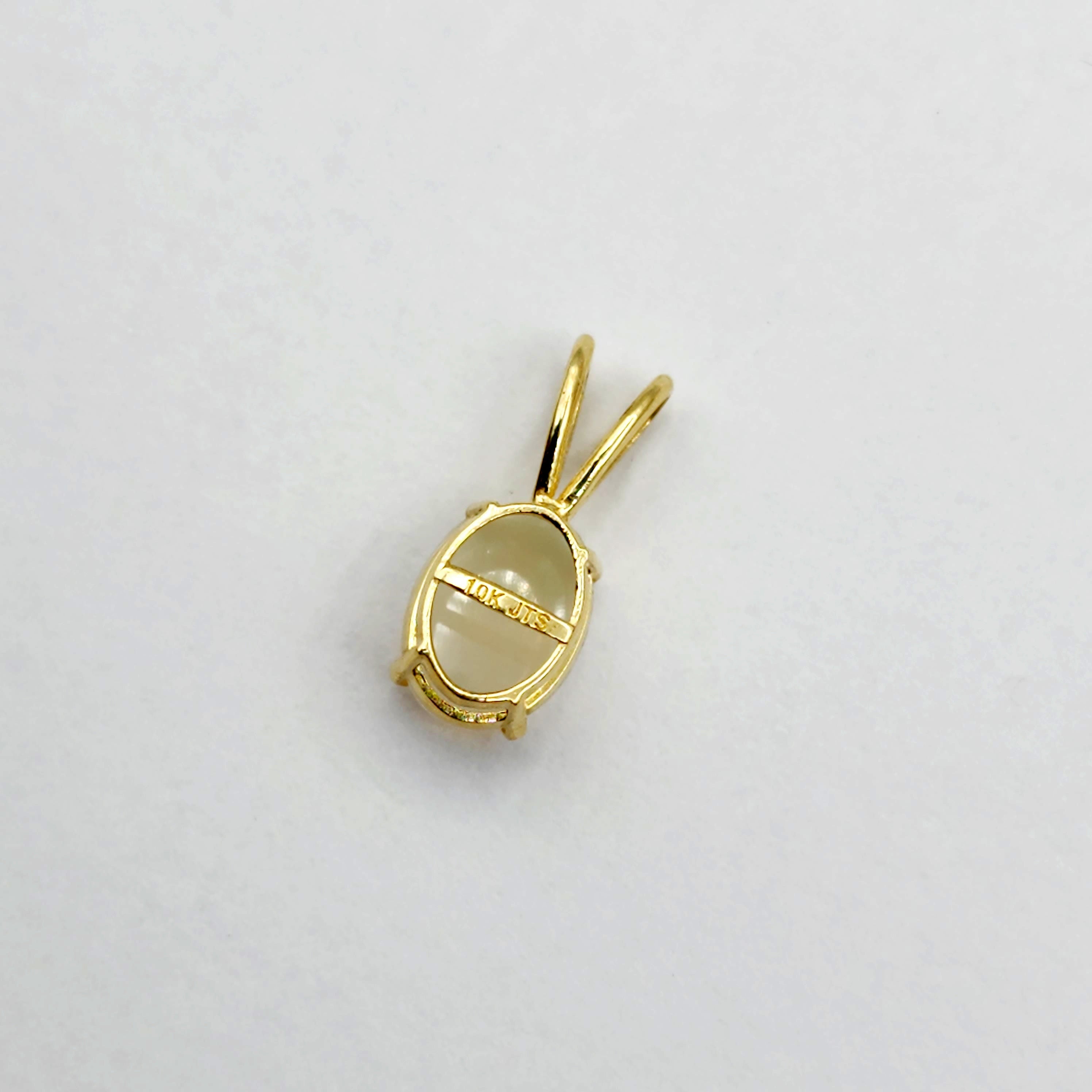 Handmade 10K Yellow Gold Opal Pendant Necklace, October Birthstone 8x6mm
