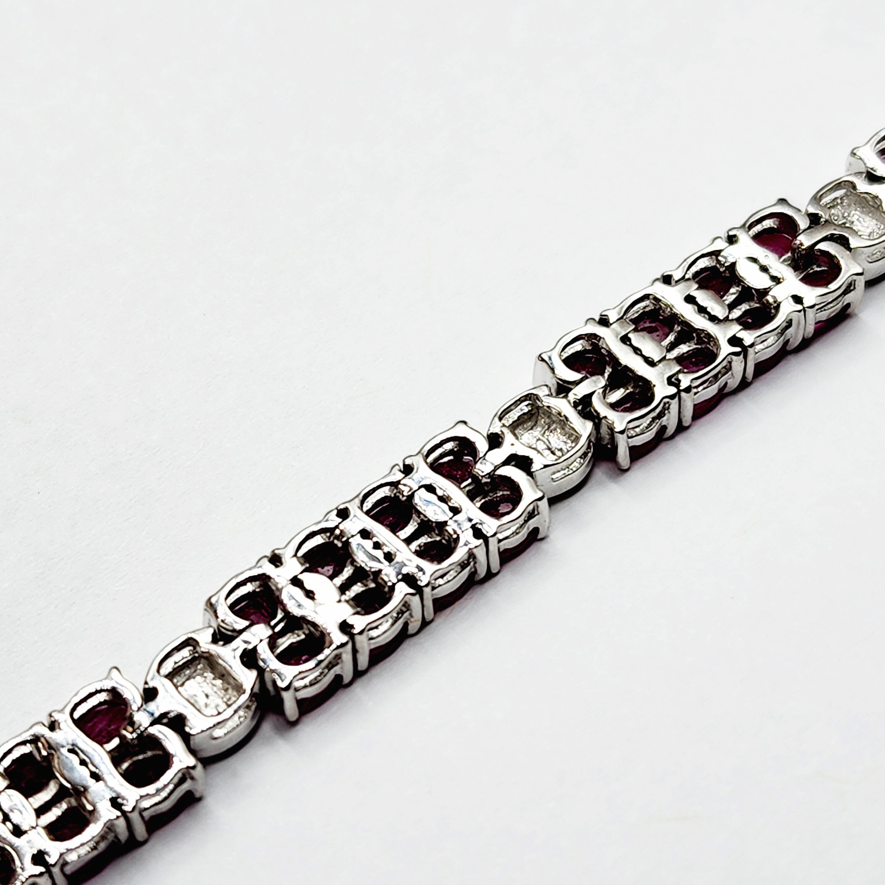 Sterling Silver Ruby Tennis Bracelet, Genuine Ruby Bracelet, Birthstone Jewelry, Red Gemstone Bracelet, Gift for Her