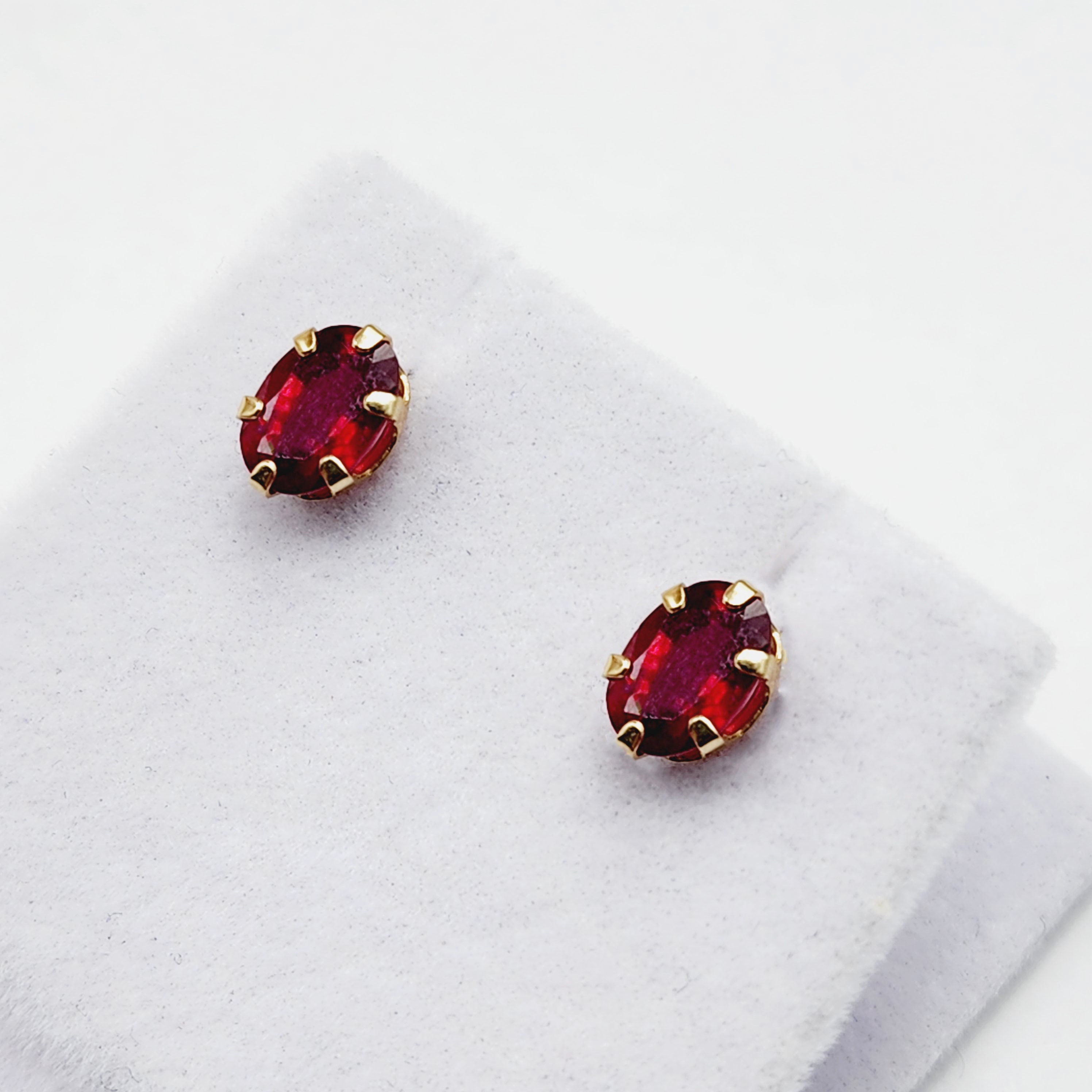 10K Yellow Gold Ruby Stud Earrings, Genuine Ruby Earrings, Oval Ruby 7x5mm Studs, July Birthstone Earrings, Red Gemstone Jewelry