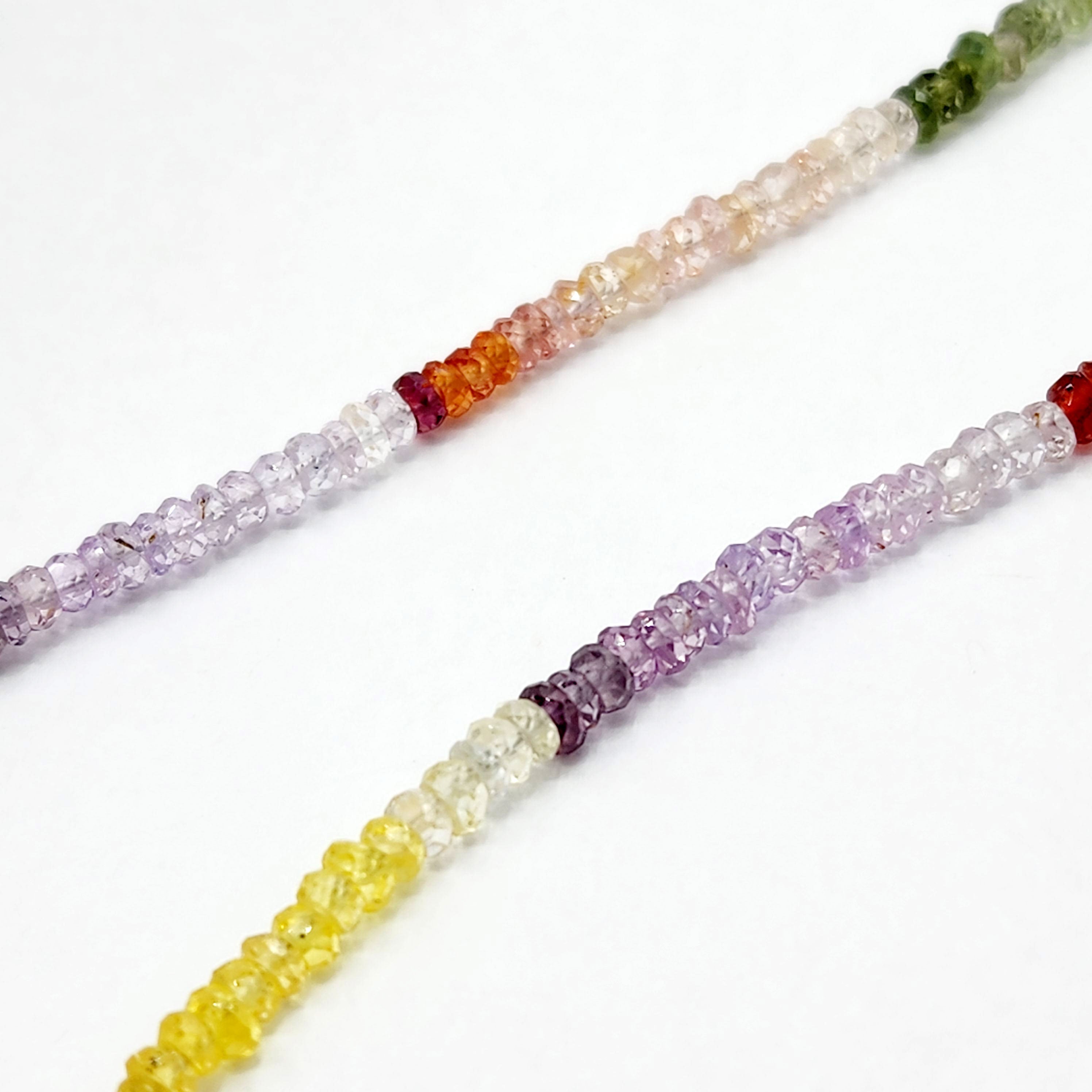 Natural Rainbow Sapphire & Ruby Necklace, 925 Sterling Silver Gemstone Choker, Multi Color Sapphire Necklace