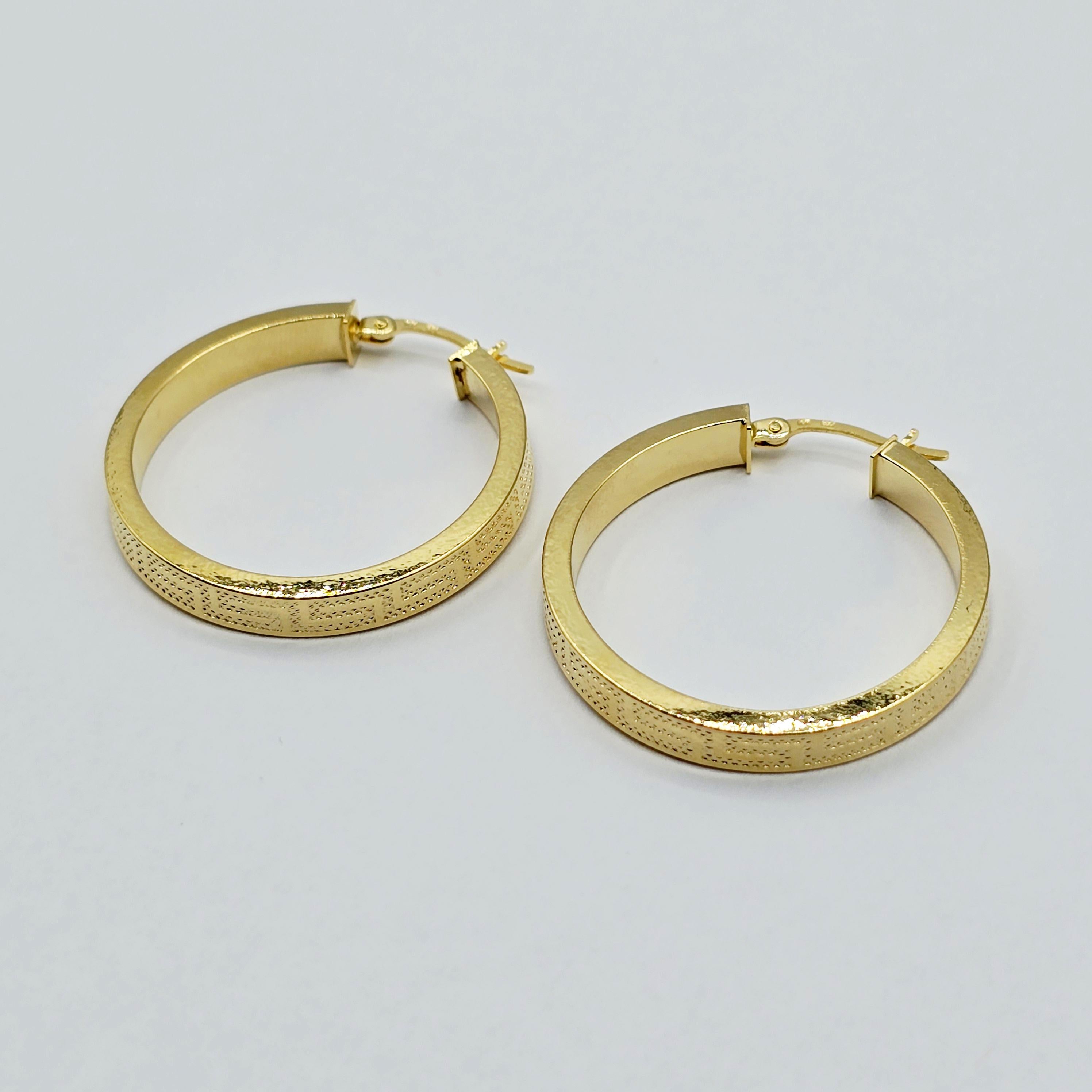 10K Yellow Gold Hoop Earrings, Classic Thick Gold Hoops for Women