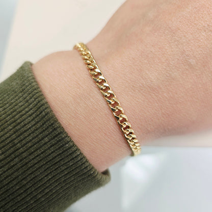14K Yellow Gold Cuban Link Bracelet 4.5mm, 8.75 Inch