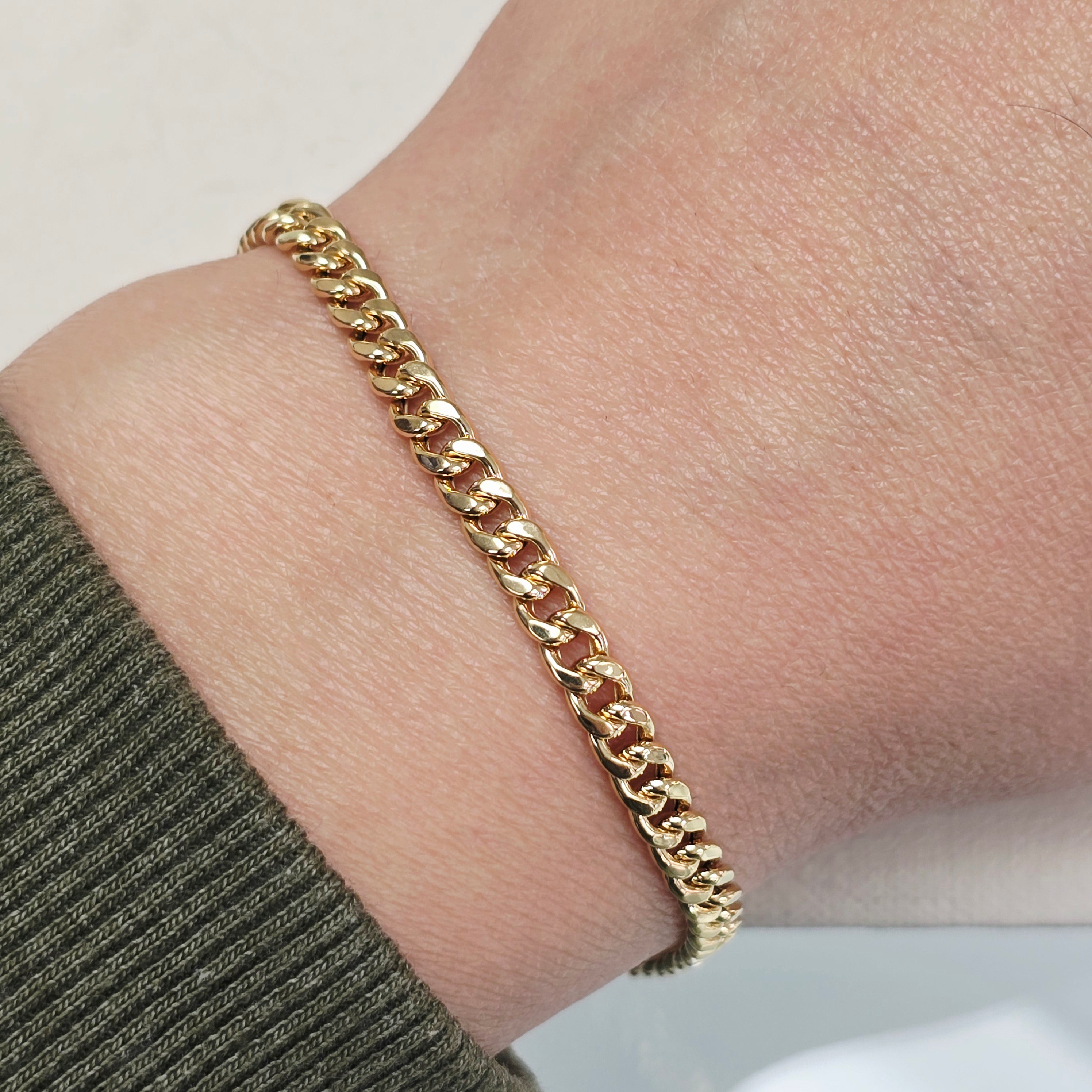 14K Yellow Gold Cuban Link Bracelet 4.5mm, 8.75 Inch