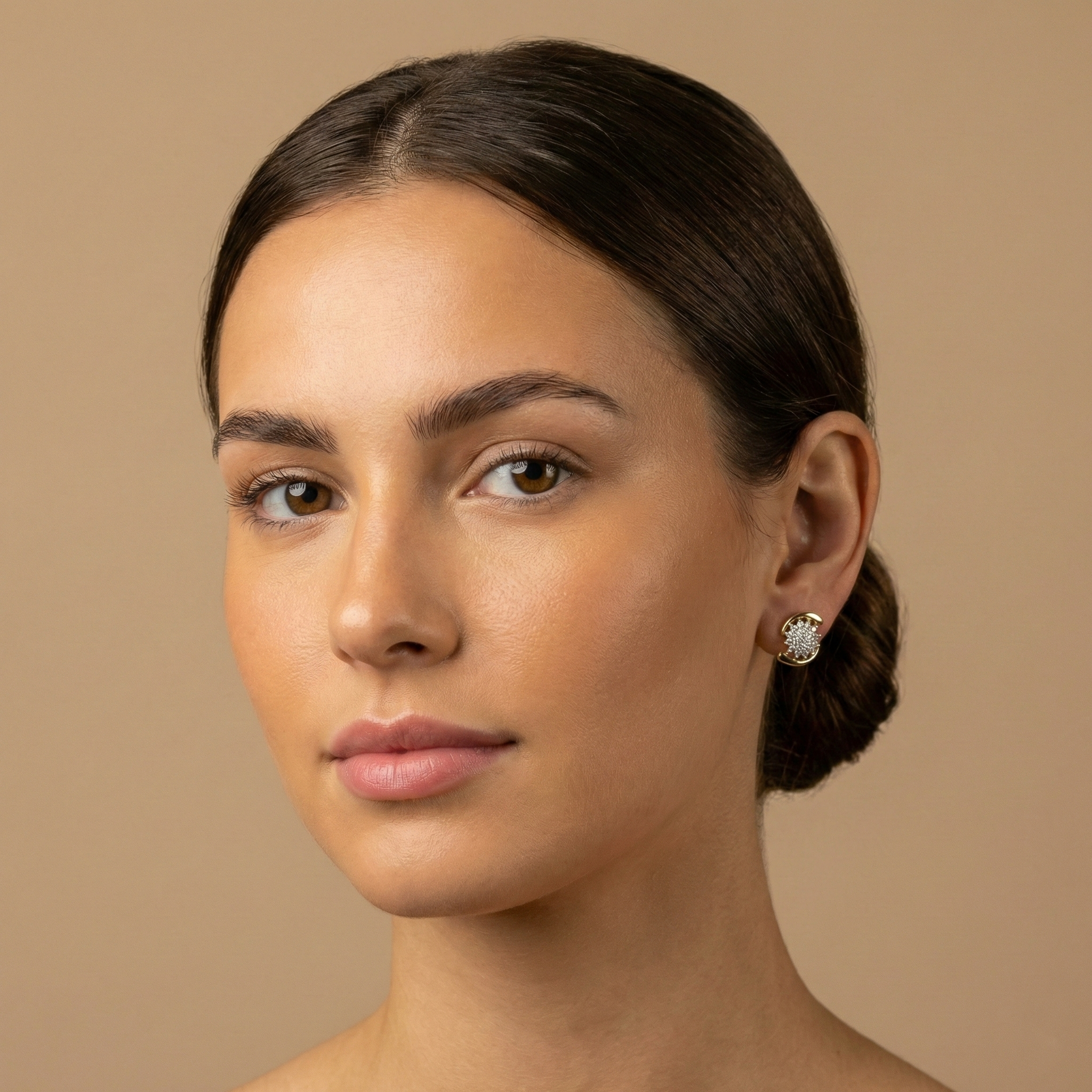 10K Yellow Gold Natural Diamond Stud Earrings, Anniversary Gift