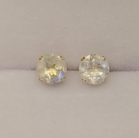 10K White Gold Moonstone Stud Earrings