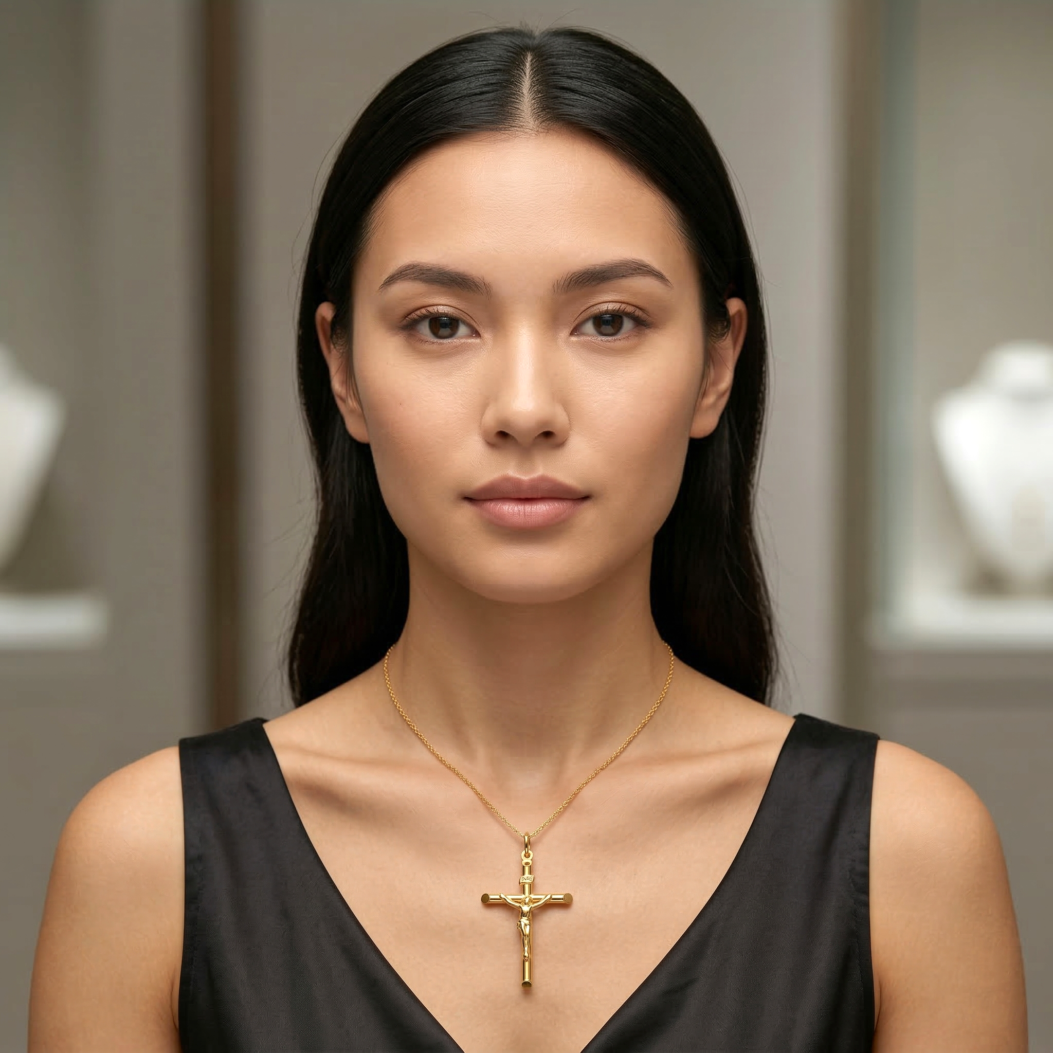 10K Gold Crucifix Pendant, Unisex Religious Gift
