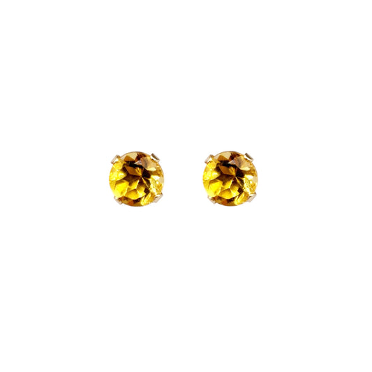 Gold Citrine Stud Earrings, 10K Yellow Gold Citrine 5x5mm Stud Earrings, November Birthstone, Citrine Jewelry, Citrine Gemstone Earrings