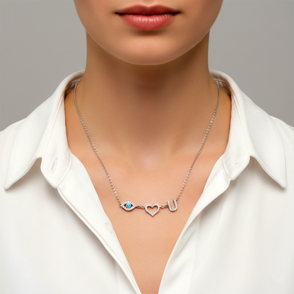 Diamond "Eye Love You" Necklace | Sterling Silver 0.25ct