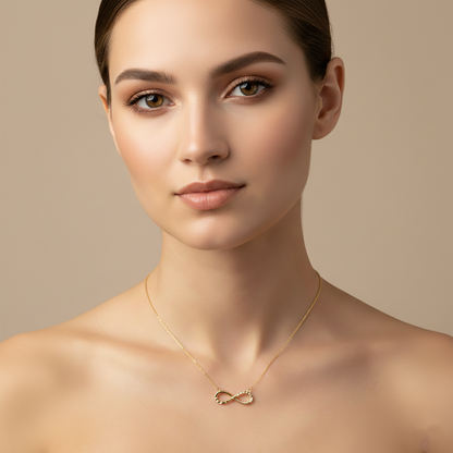 10K Yellow Gold Infinity Pendant Necklace, Eternity Charm