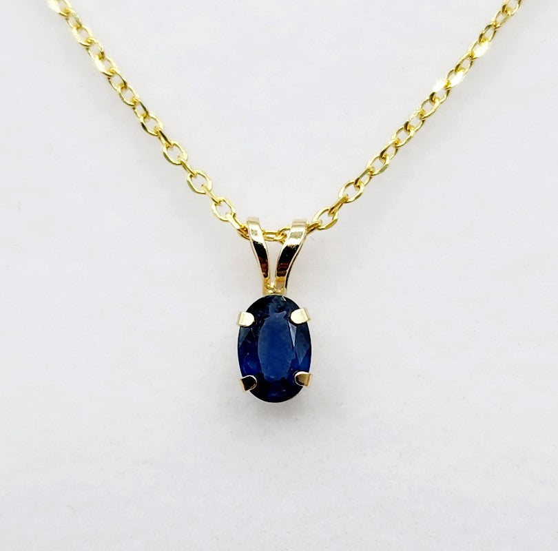 10K Yellow Gold Sapphire 6x4mm Pendant