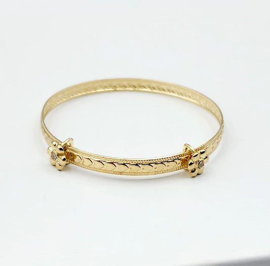 10K Yellow Gold Adjustable Baby Flower Bangle