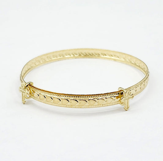 10K Yellow Gold Adjustable Baby Cross Bangle