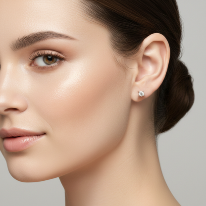 14K White Gold Diamond Stud Earrings, 0.36ct Natural Diamond, 3.6mm