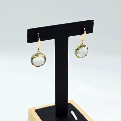 Gold Green Amethyst Earrings | 10K Yellow Gold Green Amethyst 12ct Earrings