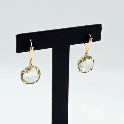 Gold Green Amethyst Earrings | 10K Yellow Gold Green Amethyst 12ct Earrings
