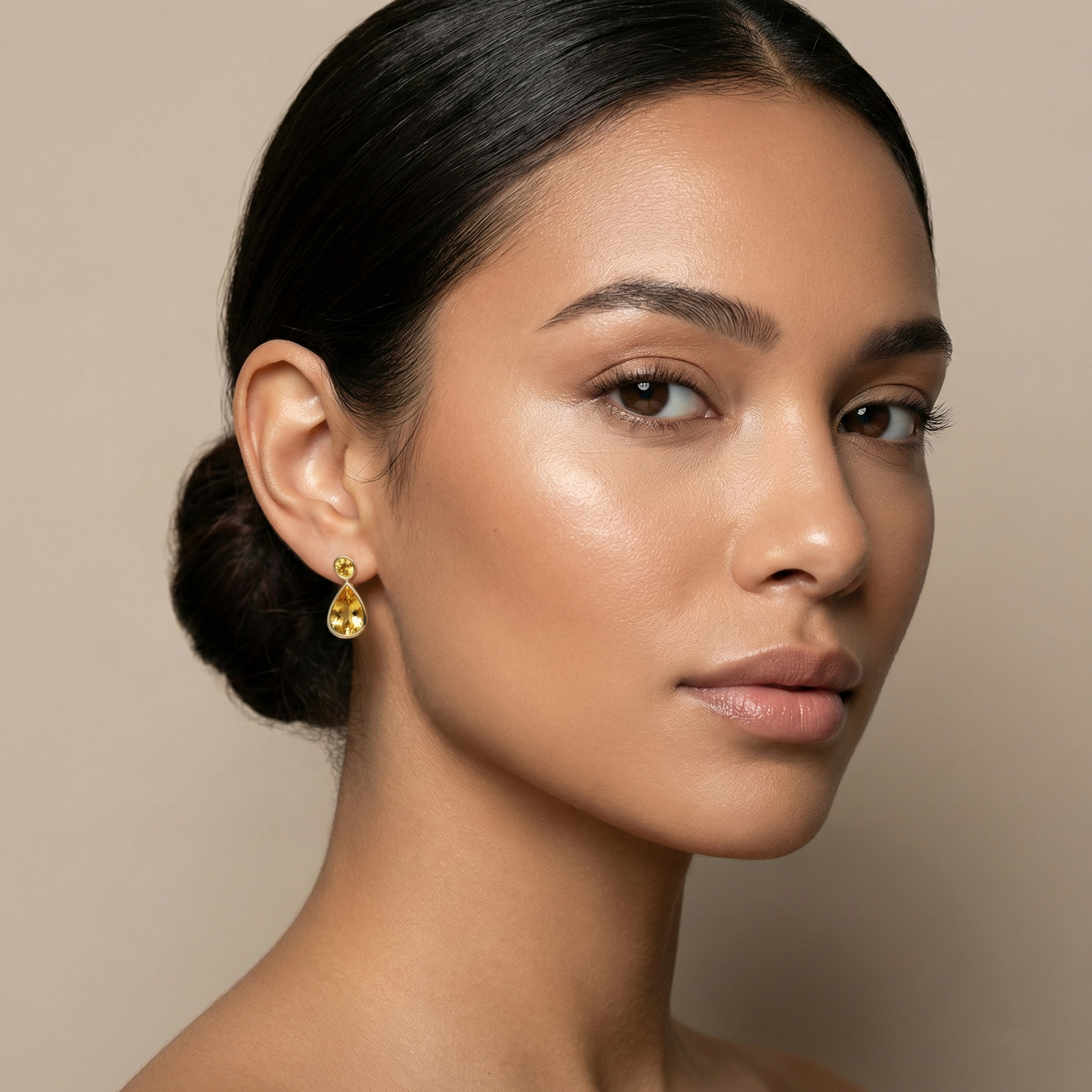 14k Yellow Gold Teardrop Citrine Stud Earrings (4.7cts)