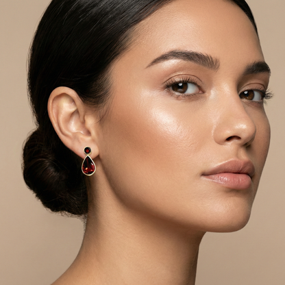 14k Yellow Gold Teardrop Genuine Gemstone 4.7cts Drop Stud Earrings, Birthstone Earrings for Women