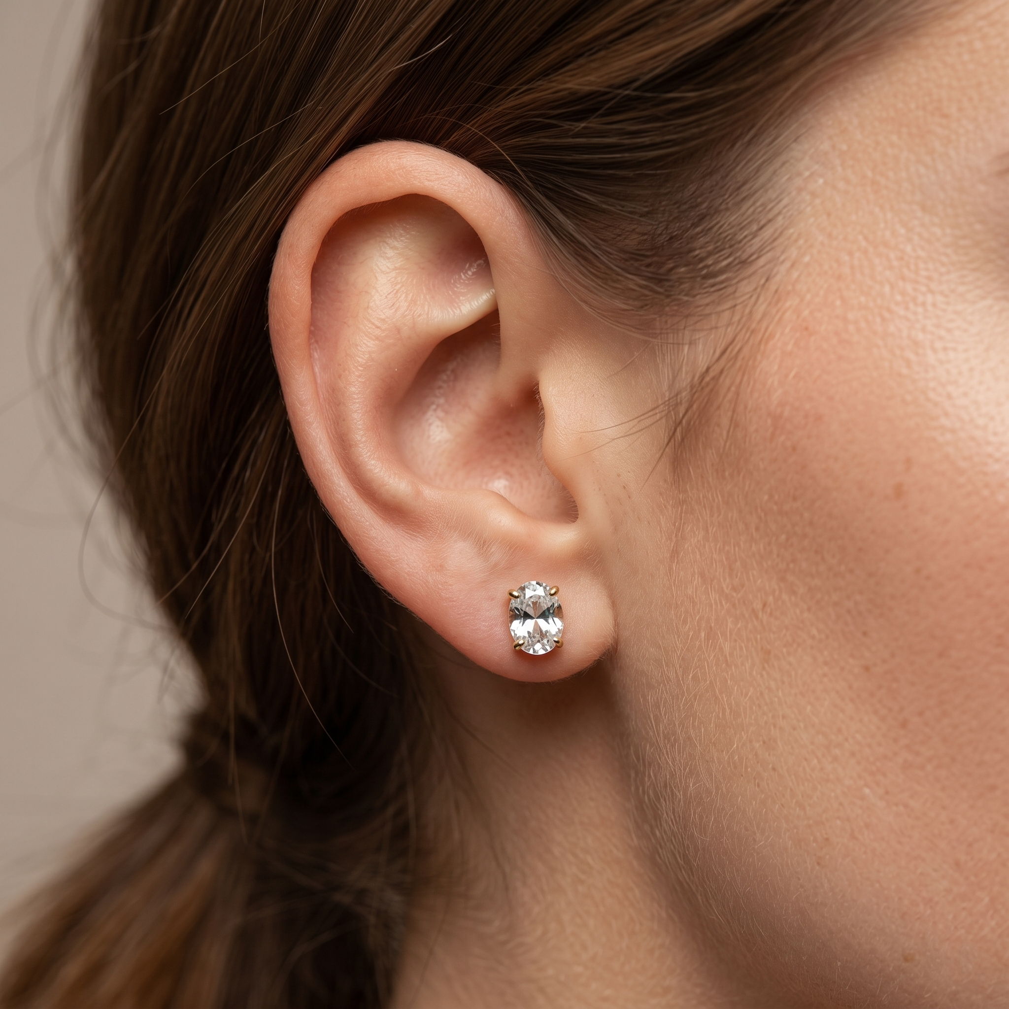 10K Gold Aquamarine Stud Earrings, March Birthstone 8x6mm, Luxury Jewelry Gift