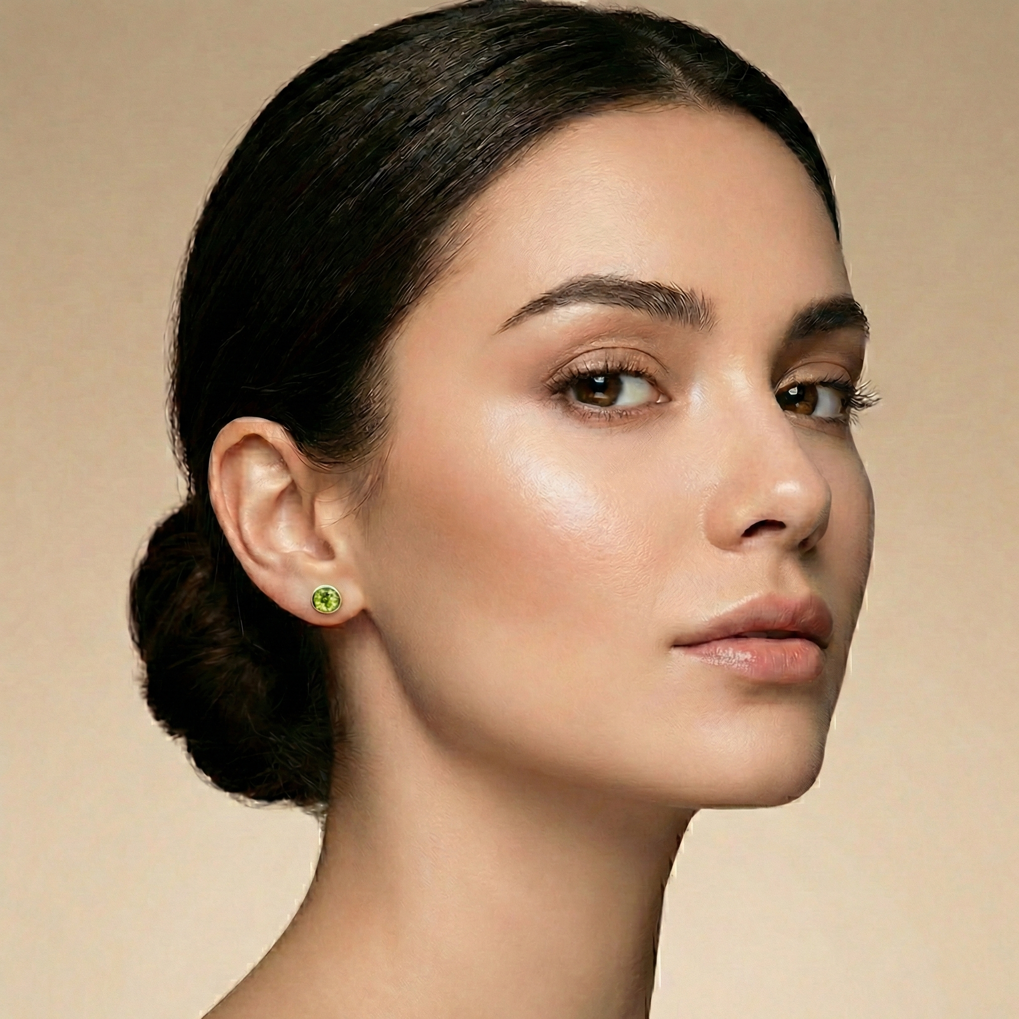 14K Gold Peridot Stud Earrings, August Birthstone 5x5mm