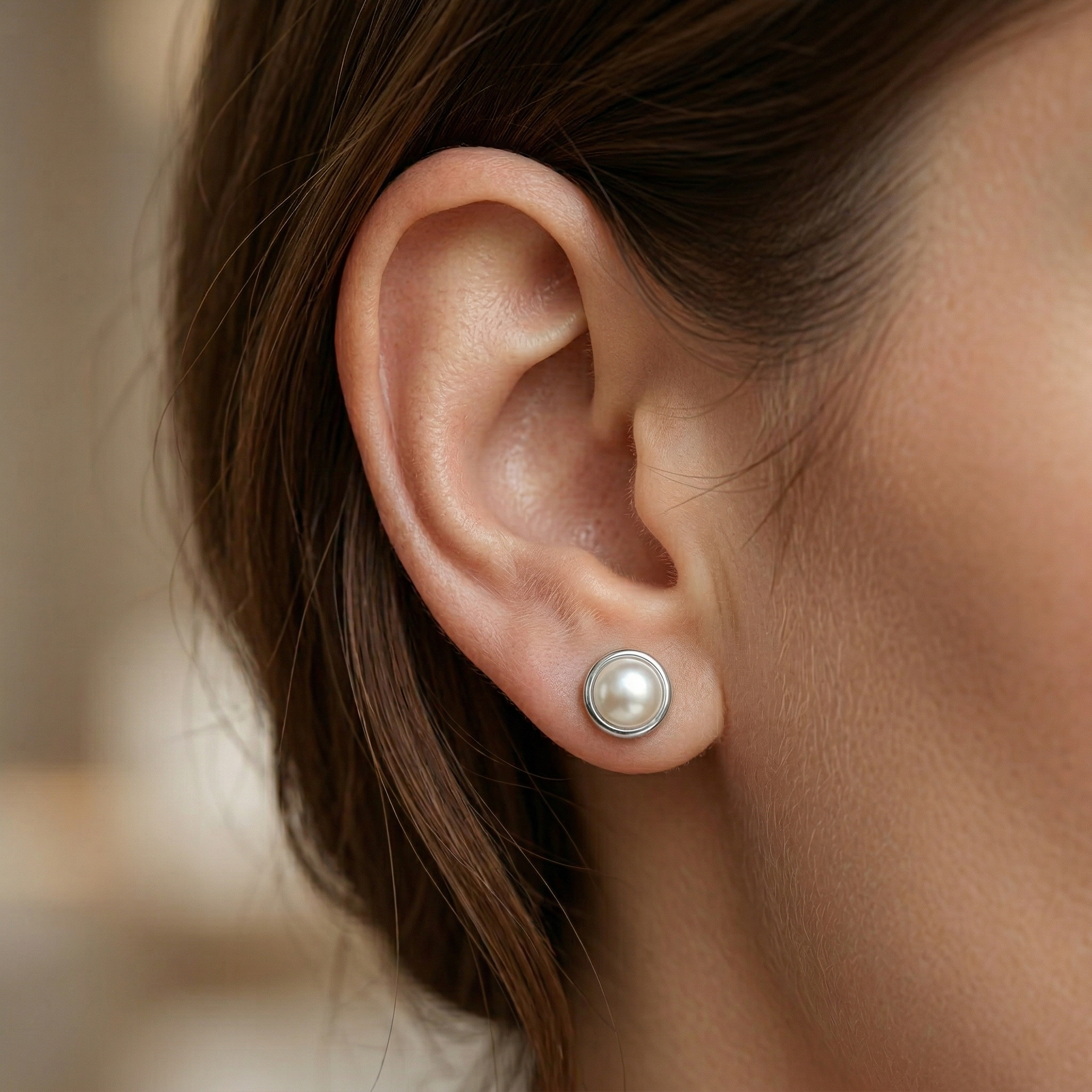Sterling Silver Genuine Pearl Stud Earrings, June Birthstone