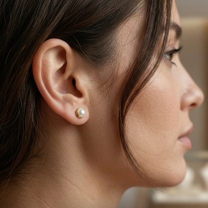 Rose Gold Plated Sterling Silver Freshwater Pearl Stud Earrings