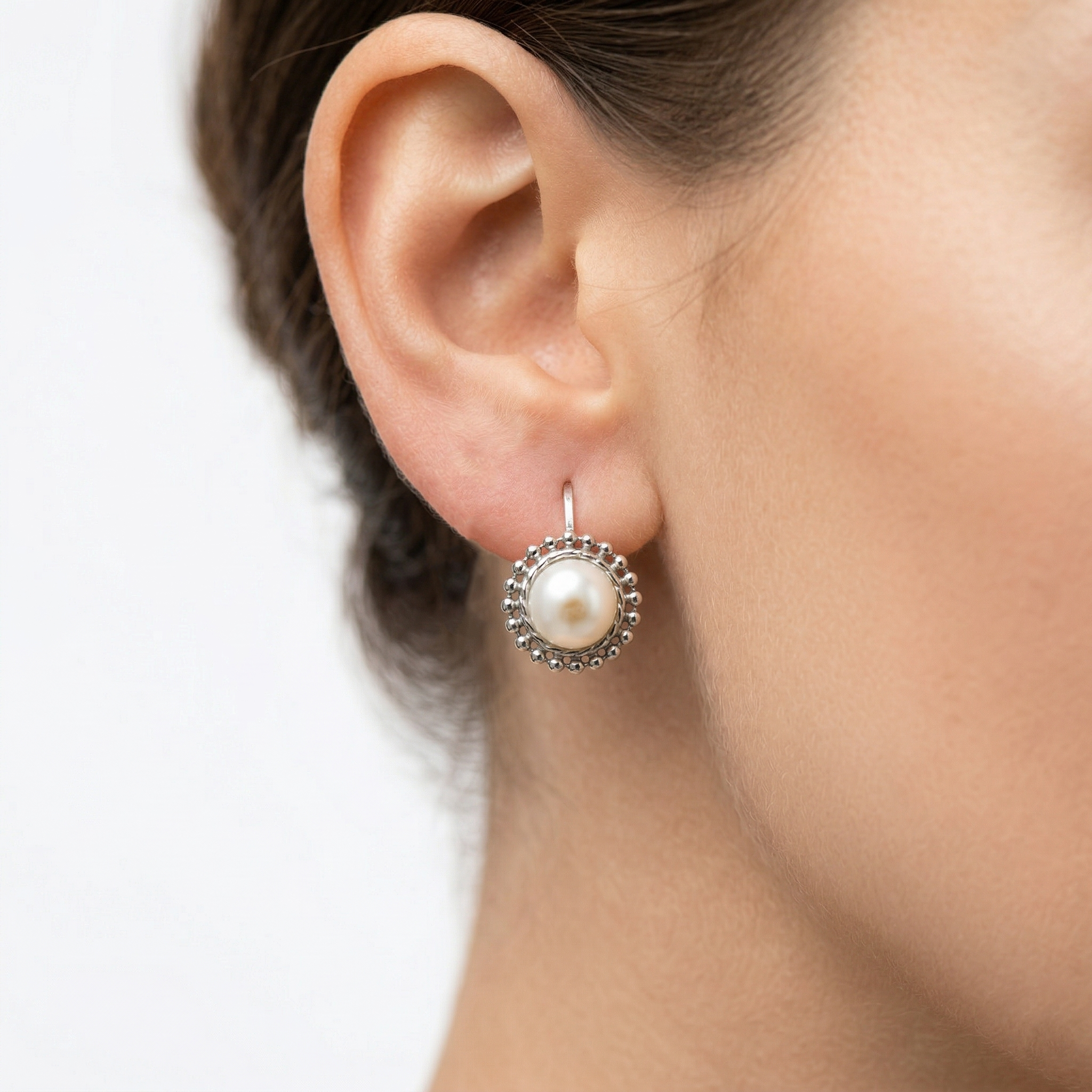 Sterling Silver Freshwater Pearl Lever Back Earrings, June Birthstone