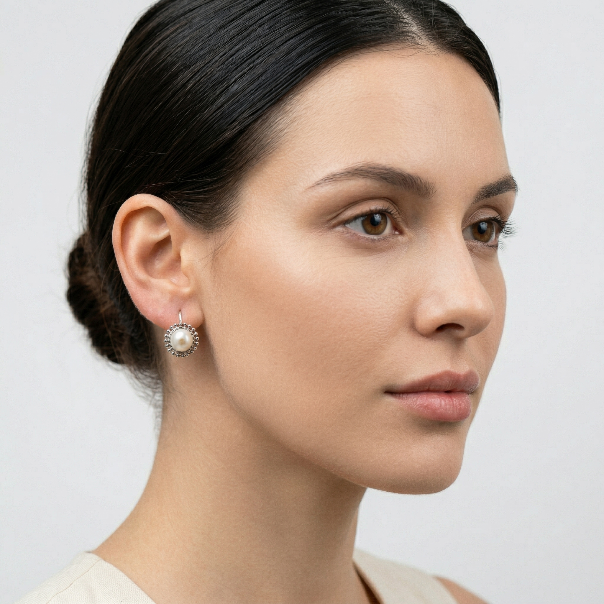 Sterling Silver Freshwater Pearl Lever Back Earrings, June Birthstone