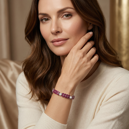 Sterling Silver Ruby Bracelet, July Birthstone Gemstone