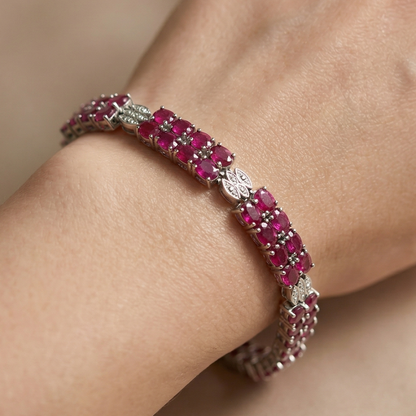 Sterling Silver Ruby Bracelet, July Birthstone Gemstone