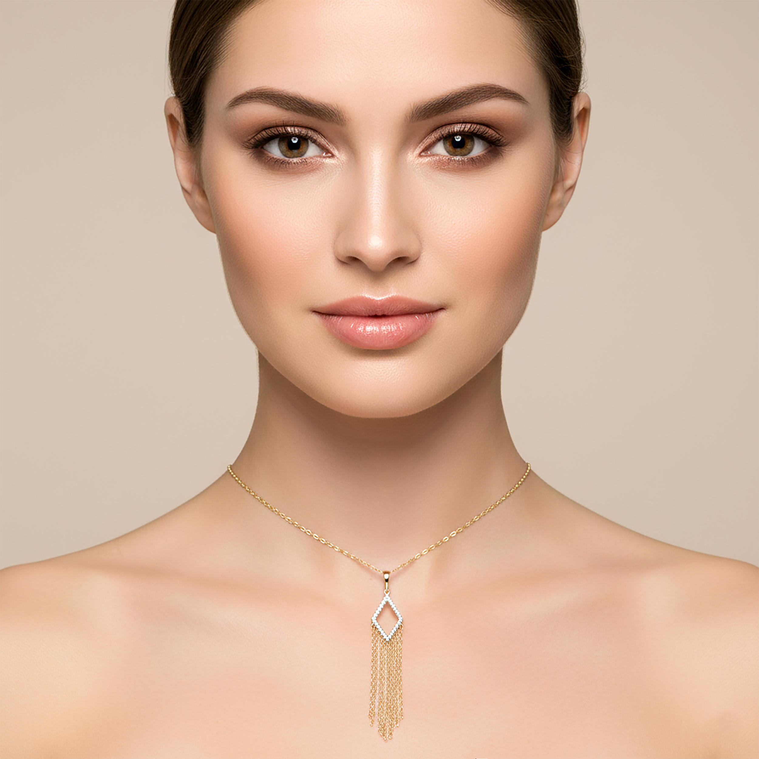 10K Gold Diamond Kite Chandelier Pendant Necklace