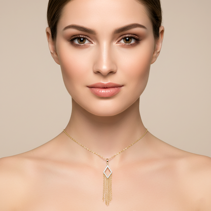 10K Gold Diamond Kite Chandelier Pendant Necklace