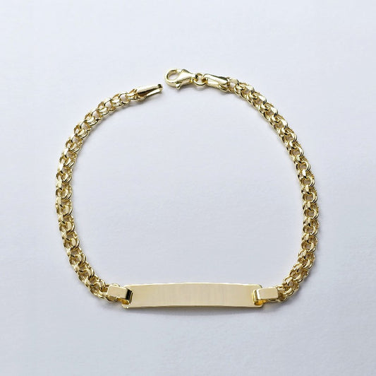 10K Yellow Gold Engraved Personalized Bar Bracelet