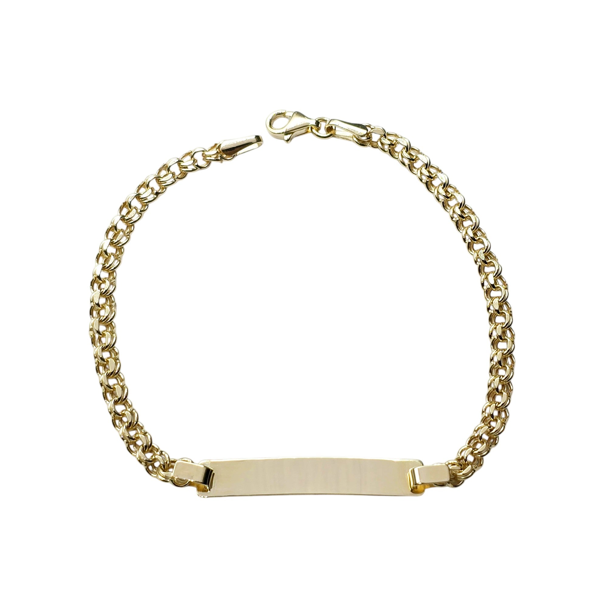 10K Yellow Gold Bracelet, 7 inches, Engravable Name ID Bracelet,  Name Bar ID Bracelet, Engraving personalized Gold Engraved Bar Bracelet
