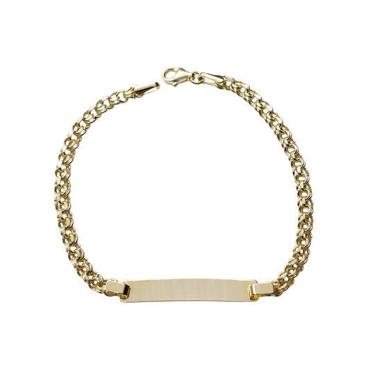 10K Yellow Gold Bracelet, 7 inches, Engravable Name ID Bracelet,  Name Bar ID Bracelet, Engraving personalized Gold Engraved Bar Bracelet