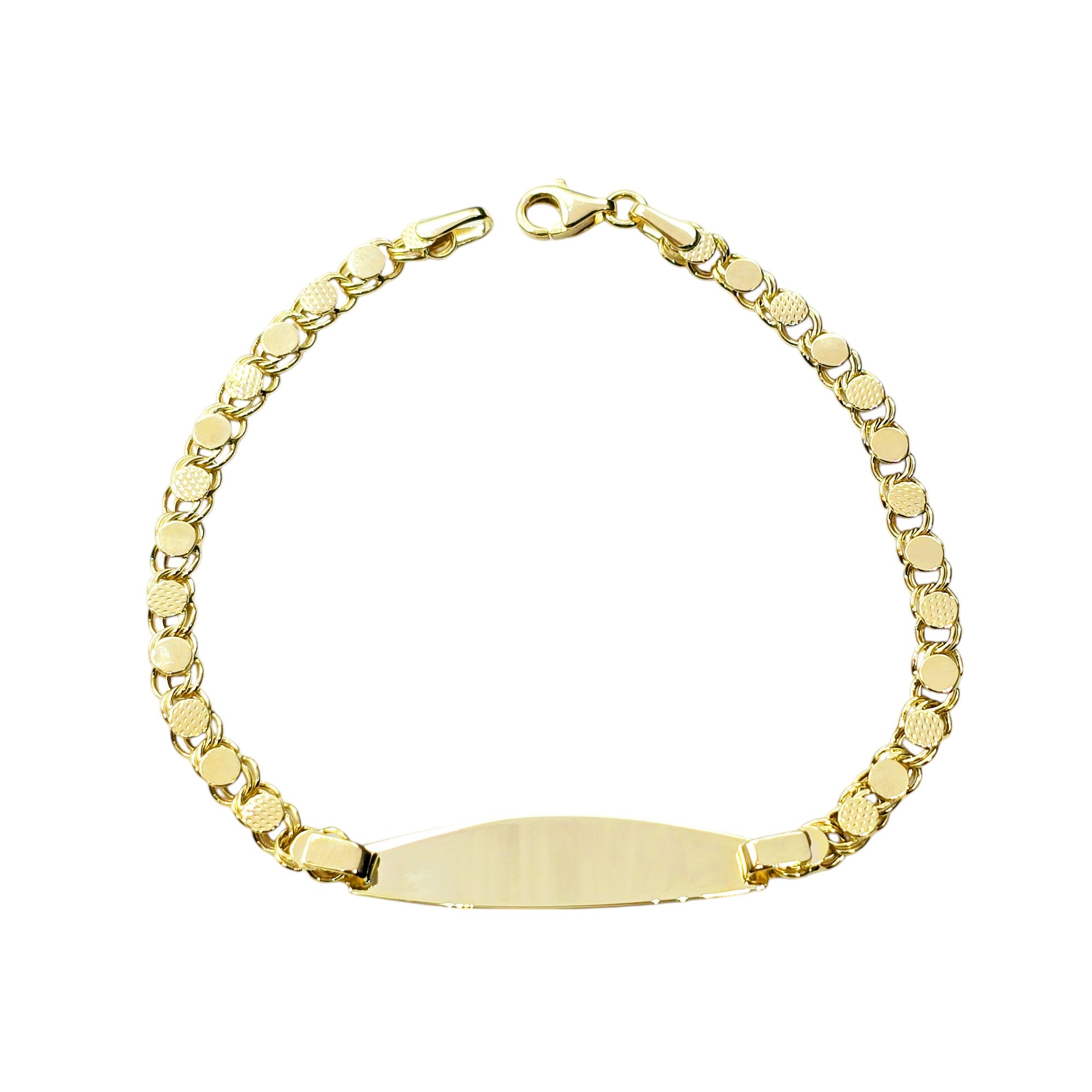 10K Yellow Gold Bracelet, 7 inches, Engravable Name ID Bracelet,  Name Bar ID Bracelet, Engraving personalized Gold Engraved Bar Bracelet