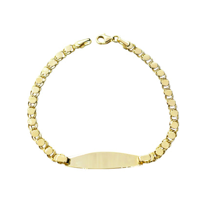 10K Yellow Gold Bracelet, 7 inches, Engravable Name ID Bracelet,  Name Bar ID Bracelet, Engraving personalized Gold Engraved Bar Bracelet