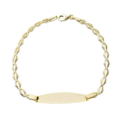 10K Yellow Gold Bracelet, 7 inches, Engravable Name ID Bracelet,  Name Bar ID Bracelet, Engraving personalized Gold Engraved Bar Bracelet