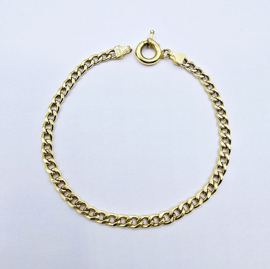 18K Yellow Gold Curb Link Bracelet, 4mm, 7.5 inches