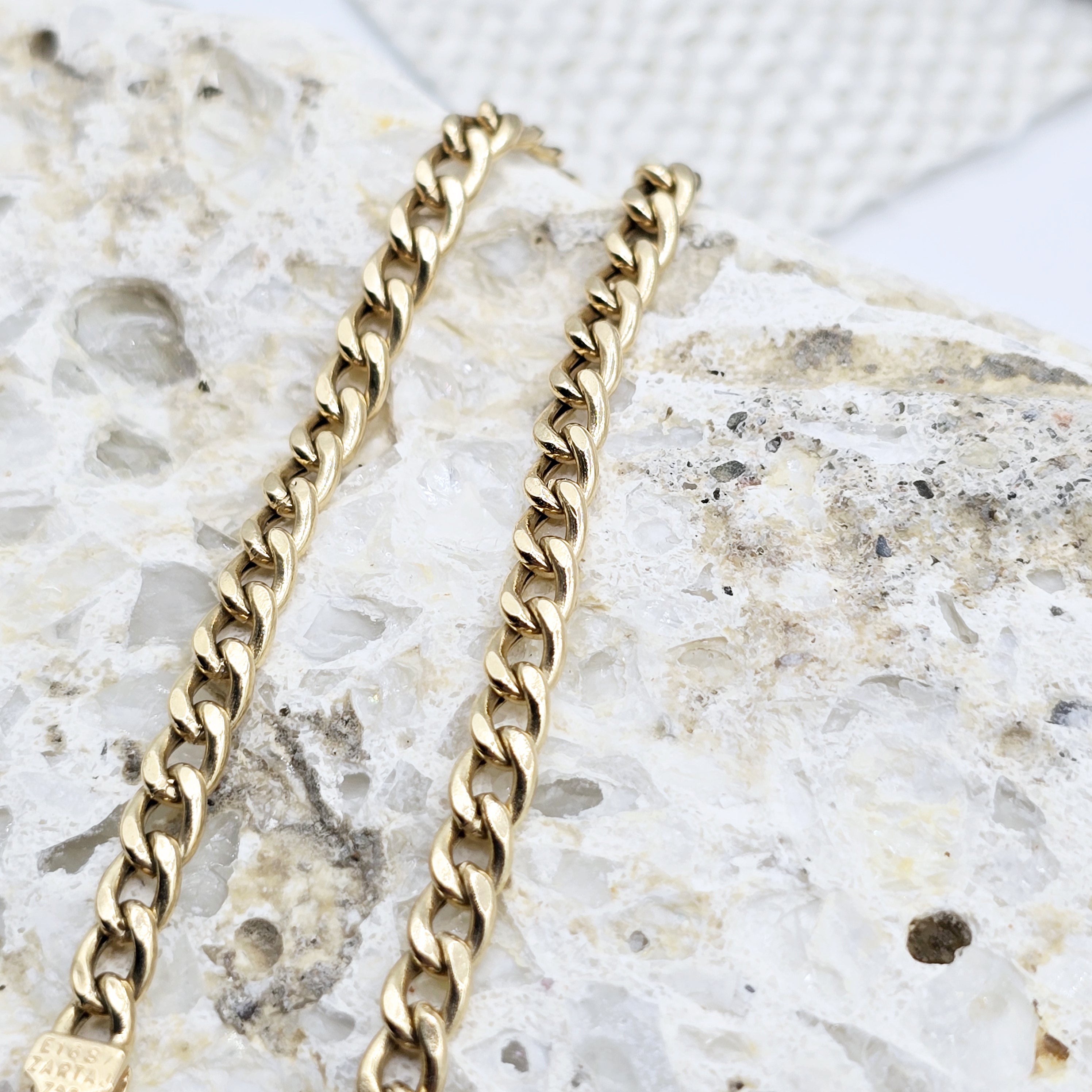 18K Yellow Gold Curb Link Bracelet, 4mm, 7.5 inches