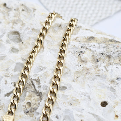 18K Yellow Gold Curb Link Bracelet, 4mm, 7.5 inches